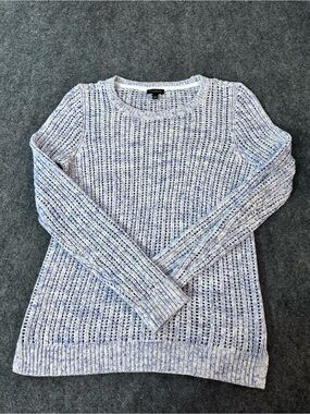 Talbot’s Light Blue Marled Open-Weave Crew Sweater